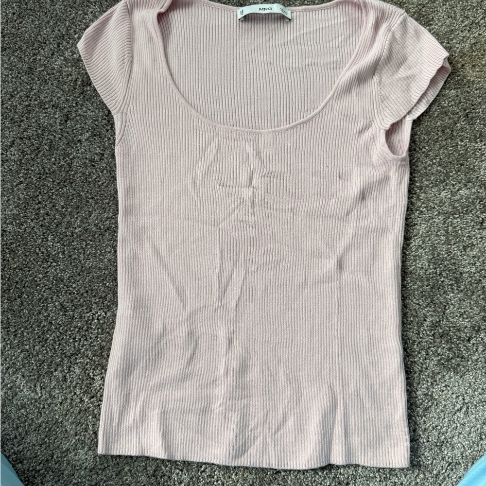 Mango Soft Pink Ribbed Top - Picture 2 of 3